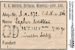 Etiketten zu Korund (Saphir) (NHMW-MIN-Ax872)